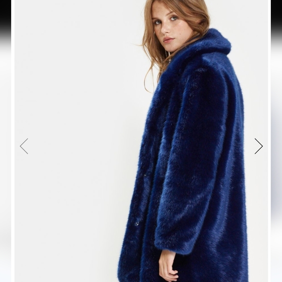 NWOT MSCH Copenhagen Blue Lora Fairy Faux Fur Coat Size XS/S - Picture 1 of 9